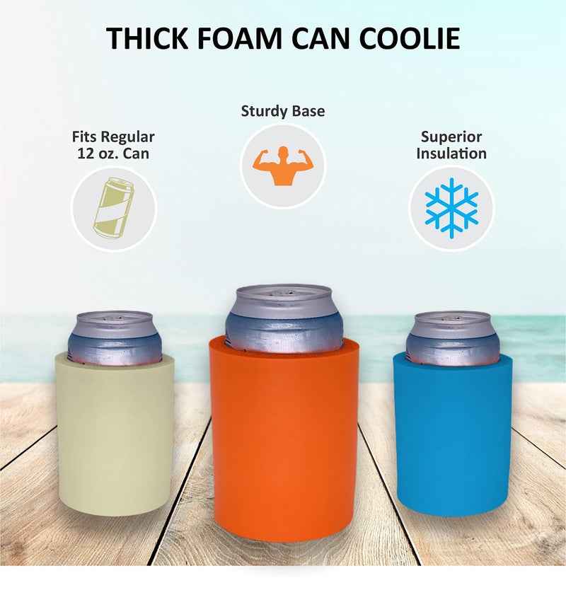 Coolie Junction Blank Thick Foam Old School Can Cooler (Variety Color 6 Pack) - Image 3